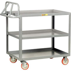 Little Giant - 1,200 Lb Capacity, 24" Wide x 48" Long x 35" High Cart - 3 Shelf, Steel, Polyurethane Casters - Makers Industrial Supply