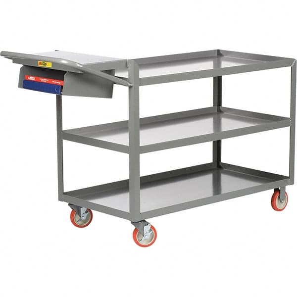 Little Giant - 1,200 Lb Capacity, 24" Wide x 36" Long x 35" High Order Picking Cart - 3 Shelf, Steel, 2 Rigid/2 Swivel Casters - Makers Industrial Supply