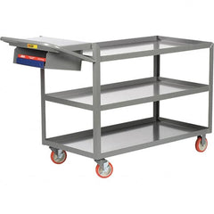 Little Giant - 1,200 Lb Capacity, 18" Wide x 32" Long x 35" High Order Picking Cart - 3 Shelf, Steel, 2 Rigid/2 Swivel Casters - Makers Industrial Supply