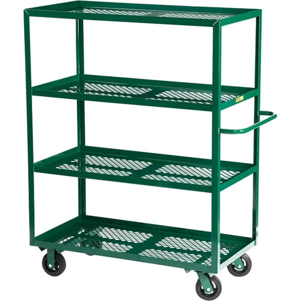 Little Giant - 1,600 Lb Capacity Steel Platform Truck - Steel Deck, 30" OAW, 60" Platform Length, Mold On Rubber Casters - Makers Industrial Supply