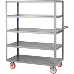 Little Giant - 1,200 Lb Capacity, 18" Wide x 32" Long x 61-1/2" High Service Cart - 5 Shelf, Steel, Polyurethane Casters - Makers Industrial Supply