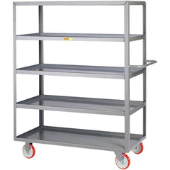 Little Giant - 1,200 Lb Capacity, 24" Wide x 36" Long x 62" High Service Cart - 5 Shelf, Steel, Polyurethane Casters - Makers Industrial Supply