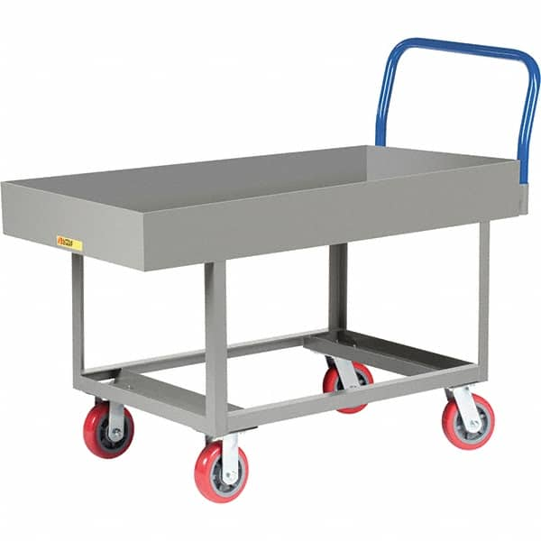 Little Giant - 2,000 Lb Capacity Steel Platform Truck - Steel Deck, 30" OAW, 61-1/2" Platform Length, Polyurethane Casters - Makers Industrial Supply