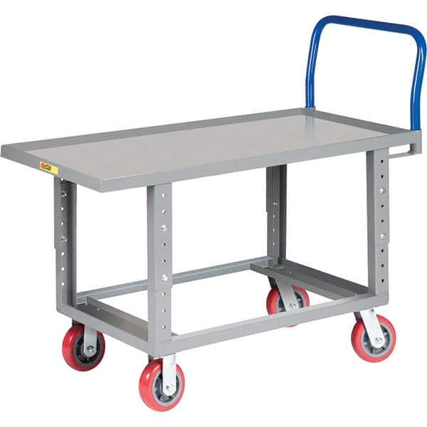 Little Giant - 2,000 Lb Capacity Steel Platform Truck - Steel Deck, 24" OAW, 49-1/2" Platform Length, Polyurethane Casters - Makers Industrial Supply