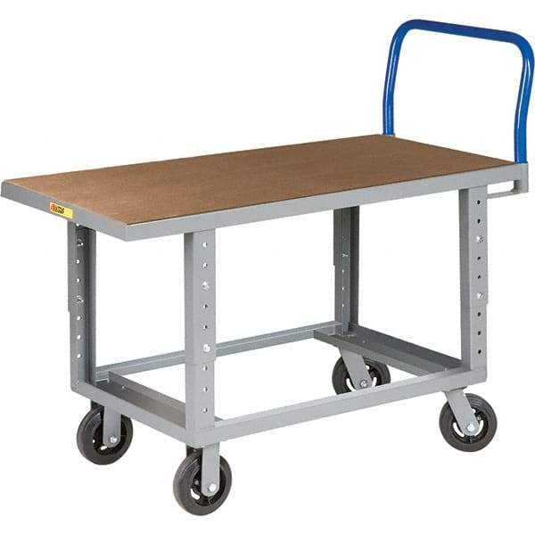 Little Giant - 2,000 Lb Capacity Steel Platform Truck - Steel Deck, 30" OAW, 60" Platform Length, Mold On Rubber Casters - Makers Industrial Supply