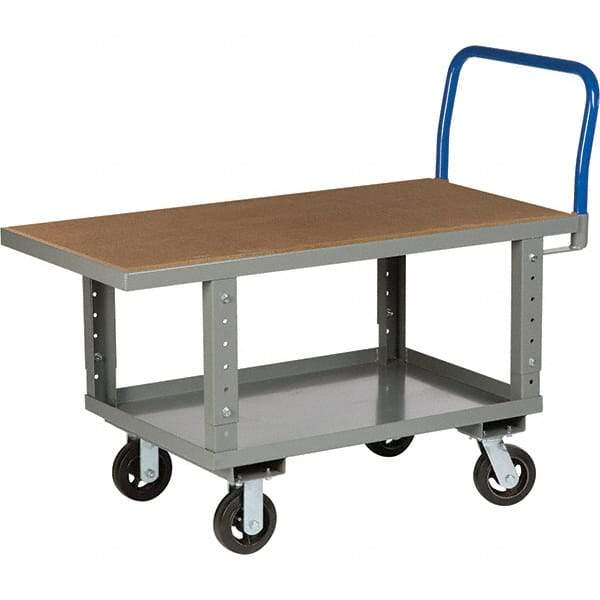 Little Giant - 2,000 Lb Capacity Steel Platform Truck - Steel Deck, 24" OAW, 60" Platform Length, Mold On Rubber Casters - Makers Industrial Supply