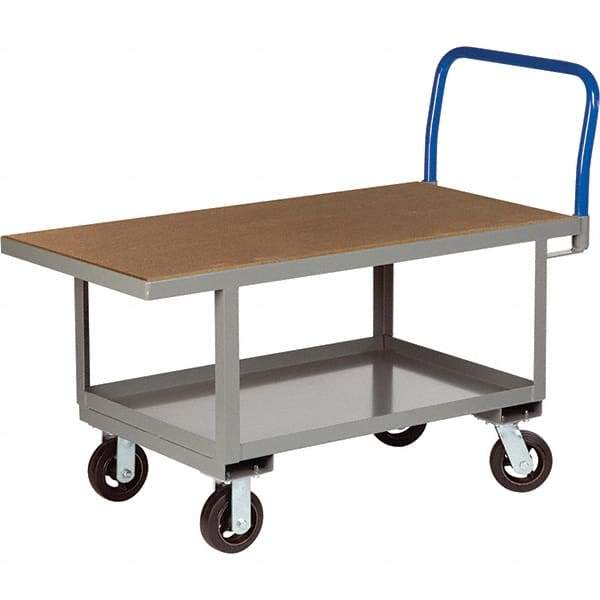 Little Giant - 2,000 Lb Capacity Steel Platform Truck - Steel Deck, 24" OAW, 60" Platform Length, Mold On Rubber Casters - Makers Industrial Supply