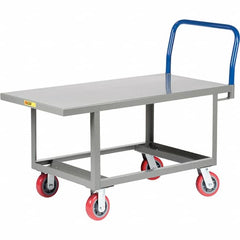 Little Giant - 2,000 Lb Capacity Steel Platform Truck - Steel Deck, 24" OAW, 61-1/2" Platform Length, Polyurethane Casters - Makers Industrial Supply