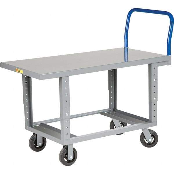 Little Giant - 2,000 Lb Capacity Steel Platform Truck - Steel Deck, 30" OAW, 60" Platform Length, Mold On Rubber Casters - Makers Industrial Supply