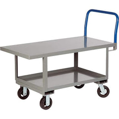 Little Giant - 2,000 Lb Capacity Steel Platform Truck - Steel Deck, 30" OAW, 48" Platform Length, Mold On Rubber Casters - Makers Industrial Supply