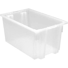 Quantum Storage - 90 Lb Load Capacity Clear Polypropylene Tote Container - Stacking, Nesting, 12" Long x 15-1/2" Wide x 23" High - Makers Industrial Supply