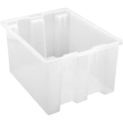 Quantum Storage - 65 Lb Load Capacity Clear Polypropylene Tote Container - Stacking, Nesting, 10" Long x 15-1/2" Wide x 19-1/2" High - Makers Industrial Supply