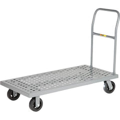 Little Giant - 1,600 Lb Capacity Steel Platform Truck - Steel Deck, 24" OAW, 36" Platform Length, Mold On Rubber Casters - Makers Industrial Supply