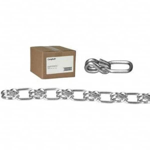 Campbell - Weldless Chain; Type: Double Loop Chain ; Load Capacity (Lb.): 200 ; Trade Size: #1/0 ; Chain Diameter (Decimal Inch): 0.1200 ; Finish/Coating: Zinc Plated ; PSC Code: 4010 - Exact Industrial Supply