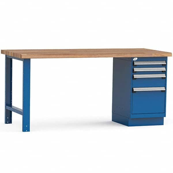 Stationary Workbench: 72″ Wide, Steel, Blue 2,750 lb Capacity