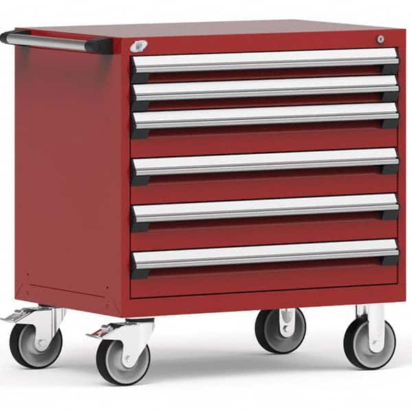 Steel Tool Roller Cabinet: 6 Drawers Flame Red