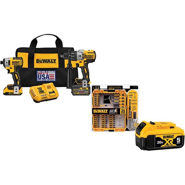 DeWALT - Cordless Tool Combination Kits Voltage: 20 Tools: 1/2" Brushless Hammerdrill, 1/4" Brushless Compact Impact Driver - Makers Industrial Supply