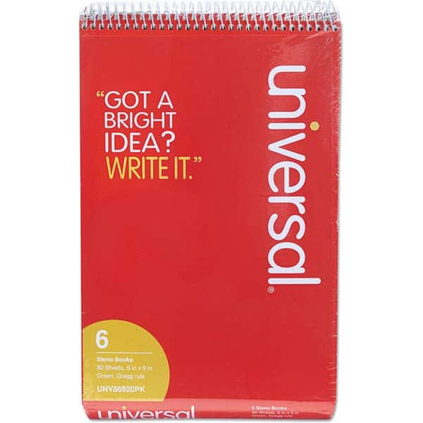 UNIVERSAL - Note Pads, Writing Pads & Notebooks Writing Pads & Notebook Type: Steno Book Size: 6 x 9 - Makers Industrial Supply