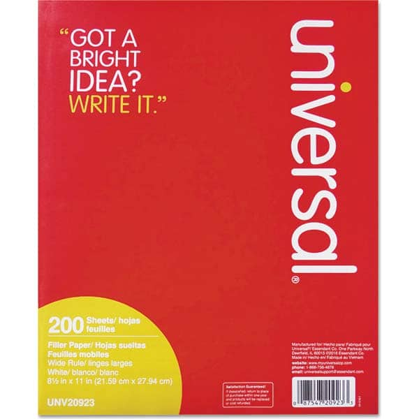 UNIVERSAL - Note Pads, Writing Pads & Notebooks Writing Pads & Notebook Type: Filler Paper Size: 8-1/2 x 11 - Makers Industrial Supply