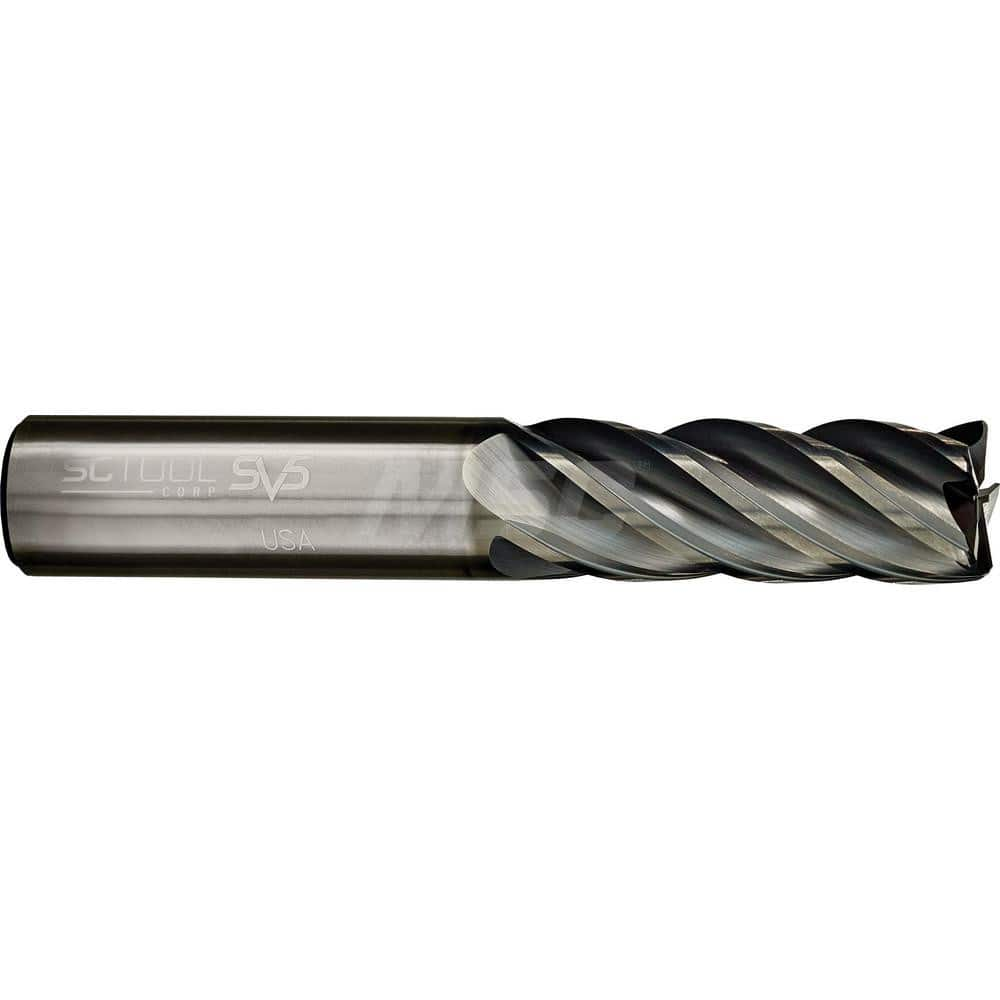 Square End Mill: 1'' Dia, 2-1/4'' LOC, 1'' Shank Dia, 5'' OAL, 5 Flutes, Solid Carbide Single End, AlCrN Finish, Spiral Flute, Variable Helix, Centercutting, RH Cut, RH Flute