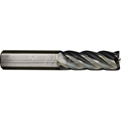 Square End Mill: 1'' Dia, 2-1/4'' LOC, 1'' Shank Dia, 5'' OAL, 5 Flutes, Solid Carbide Single End, AlCrN Finish, Spiral Flute, Variable Helix, Centercutting, RH Cut, RH Flute