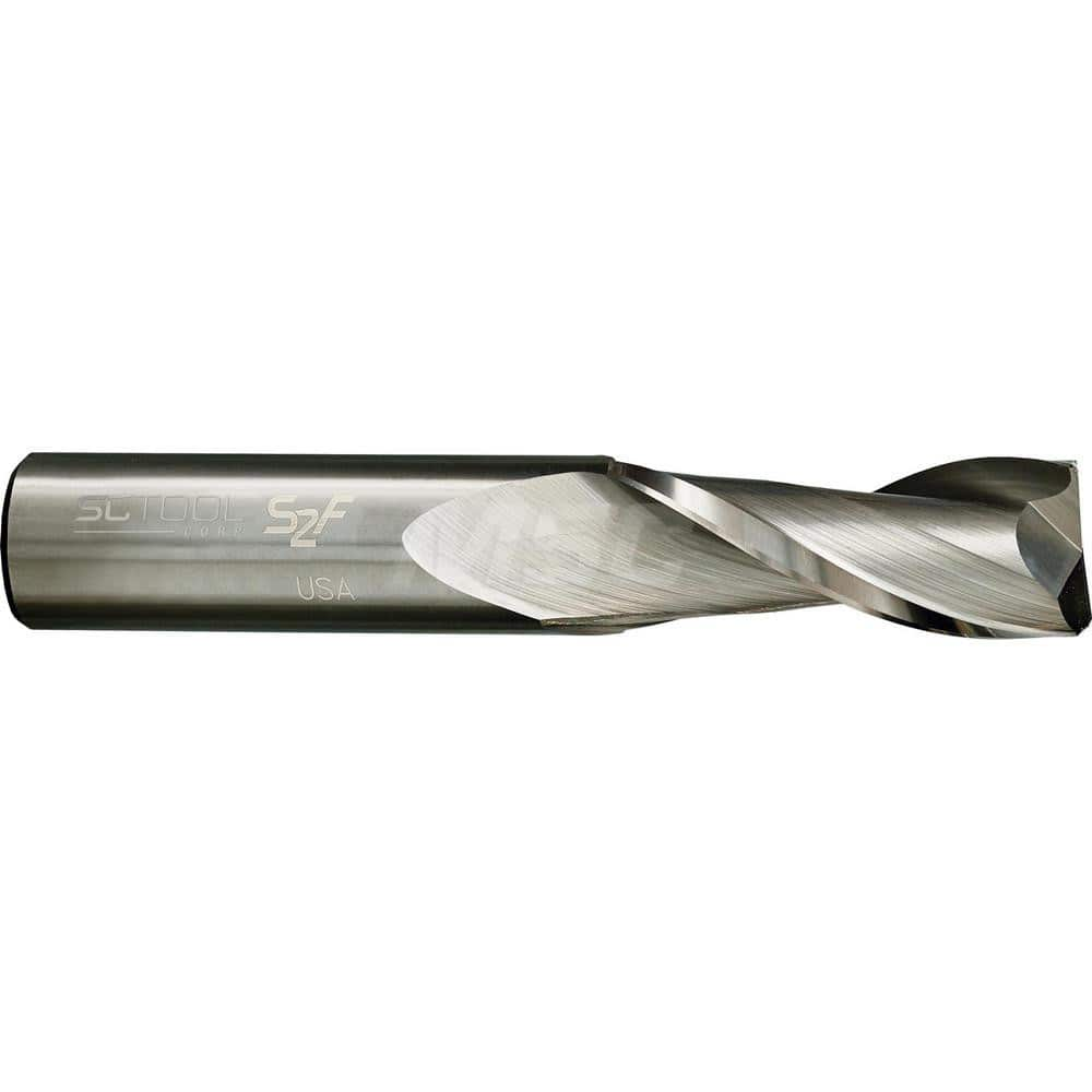 Square End Mill: 1'' Dia, 3'' LOC, 1'' Shank Dia, 6'' OAL, 2 Flutes, Solid Carbide Single End, Uncoated, Slow Spiral Flute, 30 ° Helix, Centercutting, RH Cut, RH Flute