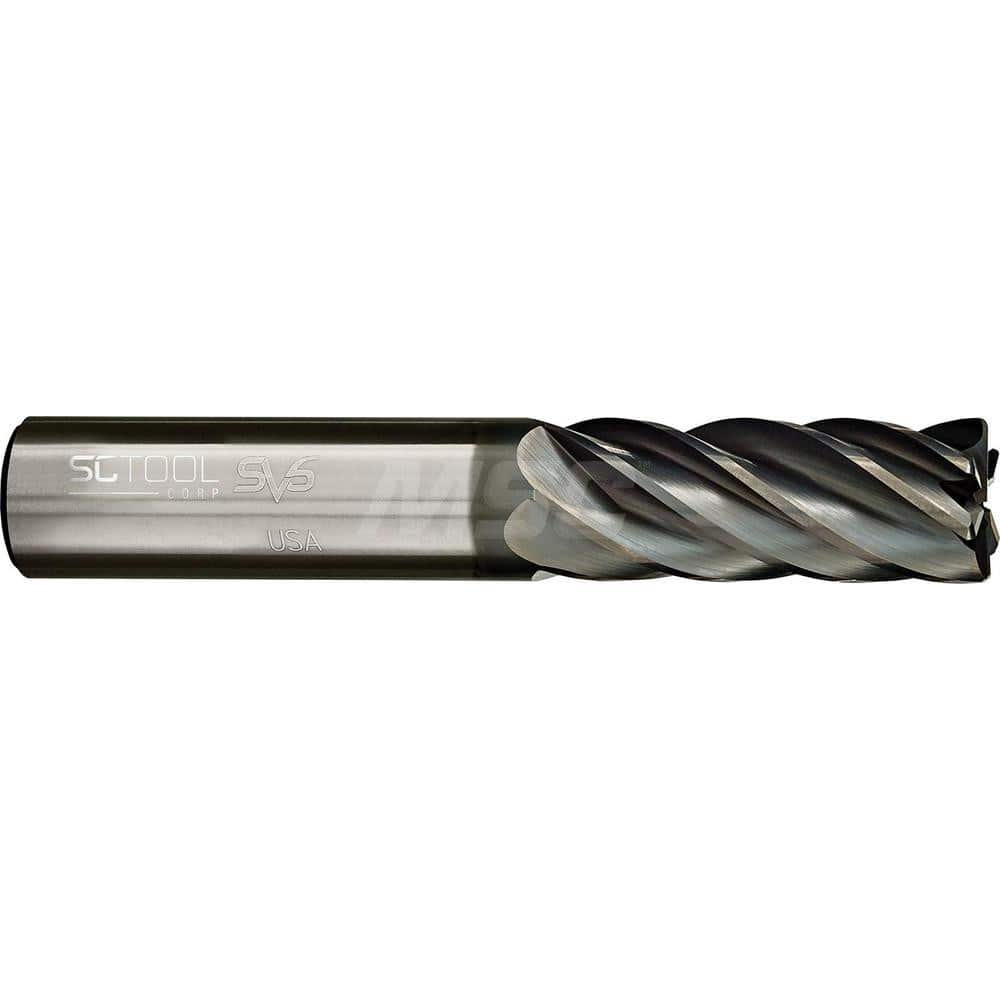 Corner Radius End Mill: 1″ Dia, 2-1/4″ LOC, 0.06″ Radius, 6 Flutes, Solid Carbide 5″ OAL, 1″ Shank Dia, Variable ° Helix, AlCrN Coated, Corner Radius End, Centercutting