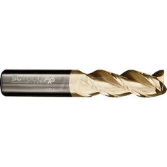 Square End Mill: 1'' Dia, 2'' LOC, 1'' Shank Dia, 4'' OAL, 3 Flutes, Solid Carbide Single End, ZrN Finish, Helical Flute, 42 ° Helix, Centercutting, RH Cut, RH Flute