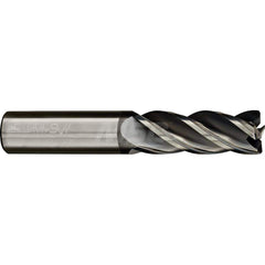 Square End Mill: 3/4'' Dia, 2-1/4'' LOC, 3/4'' Shank Dia, 5'' OAL, 4 Flutes, Solid Carbide Single End, AlCrN Finish, Spiral Flute, Variable Helix, Centercutting, RH Cut, RH Flute