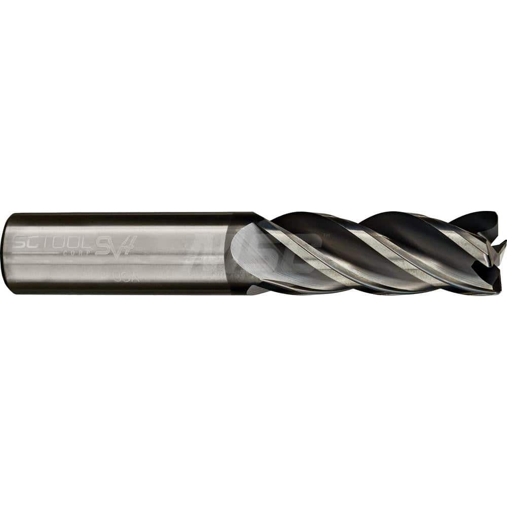 Square End Mill: 1'' Dia, 2-1/4'' LOC, 1'' Shank Dia, 5'' OAL, 4 Flutes, Solid Carbide Single End, AlCrN Finish, Spiral Flute, Variable Helix, Centercutting, RH Cut, RH Flute