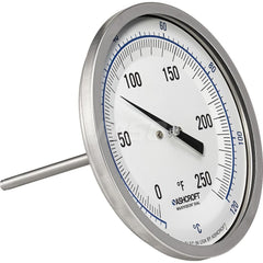 Bimetal & Dial Thermometers; Type: Bi-Metal Thermometer; Mount: Back Connected; Stem Length (Inch): 6; Dial Diameter: 5; Minimum Temperature (F): 0.000; Minimum Temperature (C): -20.00; Maximum Temperature (F): 250.000; Maximum Temperature (C): 120.00; Ma