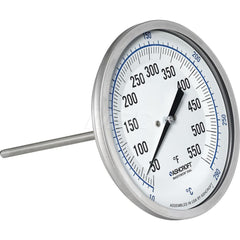 Bimetal & Dial Thermometers; Type: Bi-Metal Thermometer; Mount: Back Connected; Stem Length (Inch): 12; Dial Diameter: 5; Minimum Temperature (F): 50.000; Minimum Temperature (C): 10.00; Maximum Temperature (F): 550.000; Maximum Temperature (C): 290.00; M