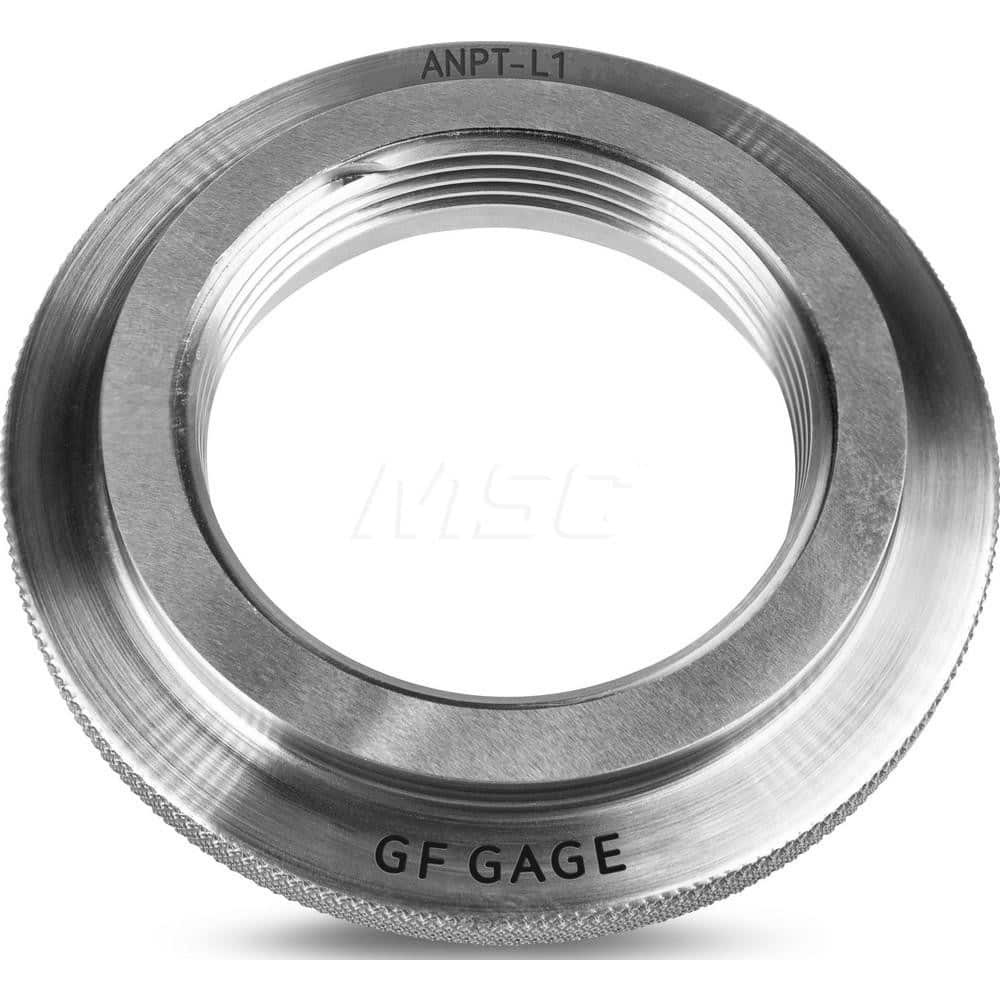 Ring Pipe Thread Gages; Thread Size: 1/8-27; Classification: L1; Calibrated: No; Traceability Certification Included: Certificate of Compliance; Thread Type: ANPT; Additional Information: Specification Met: SAE AS71051; Thread Size (Inch): 1/8-27