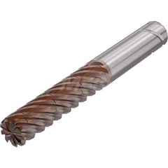 Corner Radius End Mill: 0.6299″ Dia, 9 Flutes, Solid Carbide 38 ° Helix, HXT Coated, Corner Radius End, Series JS720