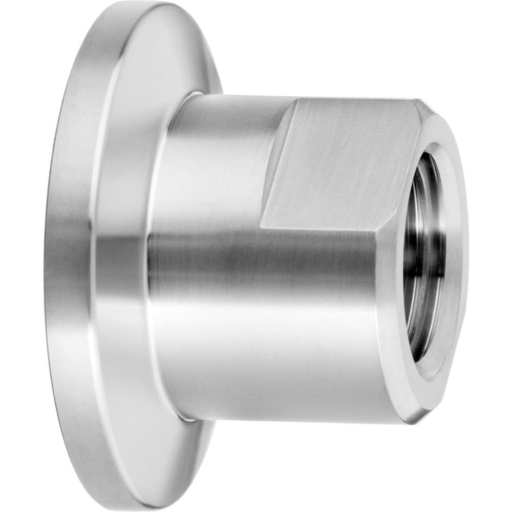 Metal Vacuum Tube Fittings; Material: Stainless Steel; Fitting Type: Female Adapter; Tube Outside Diameter: 1.500; Fitting Shape: Straight; Connection Type: Quick-Clamp; Female NPT; Maximum Vacuum: 0.0000001 torr at 72 Degrees F; Thread Standard: None; Fl