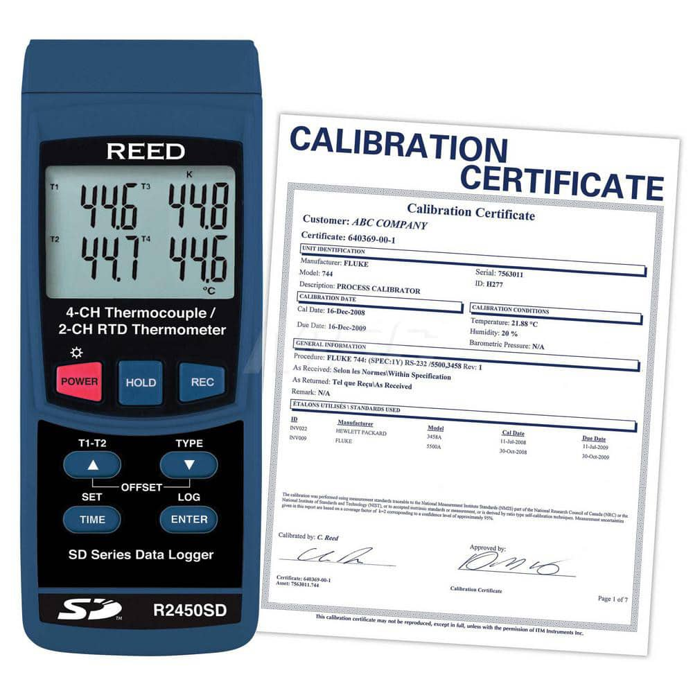 Digital Thermometers & Probes; Type: Data Logging Thermometer; Maximum Temperature (C): 1300.00; Maximum Temperature (F): 2372.000; Minimum Temperature (C): -100.00; Minimum Temperature (F): -148.000; Display Type: Quad Display; LCD