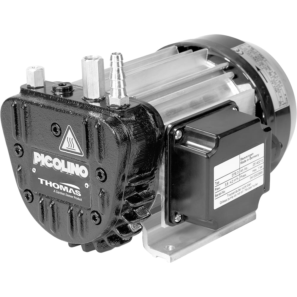 Thomas - Rotary Vane-Type Vacuum Pumps Voltage: 115 VAC Length (Decimal Inch): 8.2300 - Makers Industrial Supply