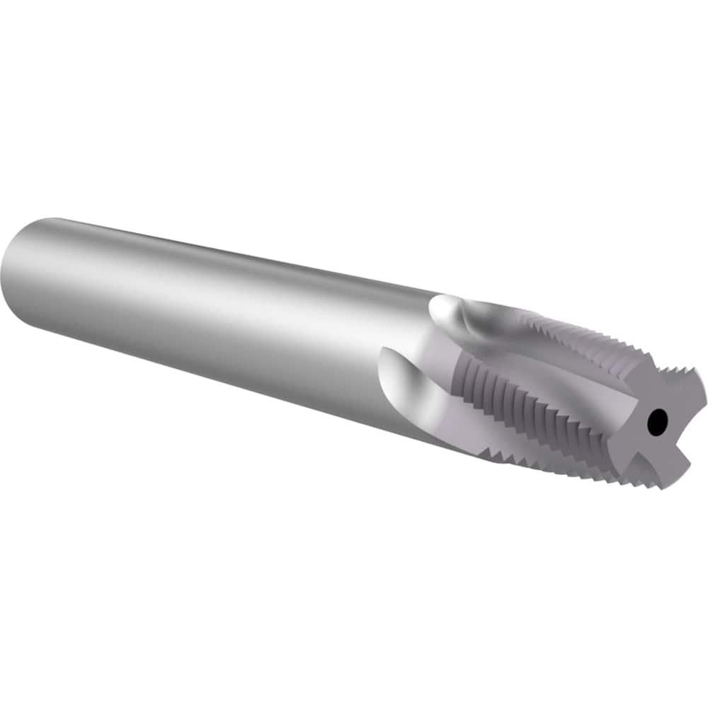 Helical Flute Thread Mill: 1/2-3/4, Internal & External, 4 Flute, Solid Carbide TiAlN Coated