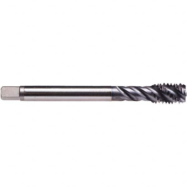 Spiral Flute Tap: #1-8, UNC, 3 Flute, Modified Bottoming, 2B Class of Fit, Cobalt, TICN Finish 1.181″ Thread Length, 6.299″ OAL, Right Hand Flute, Right Hand Thread, H7, Series CU999400