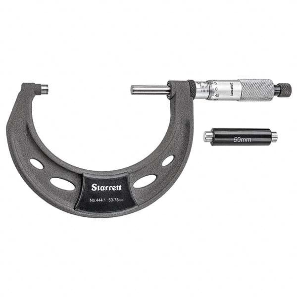 Starrett - Mechanical Outside Micrometers Minimum Measurement (mm): 50.00 Maximum Measurement (mm): 75.00 - Makers Industrial Supply