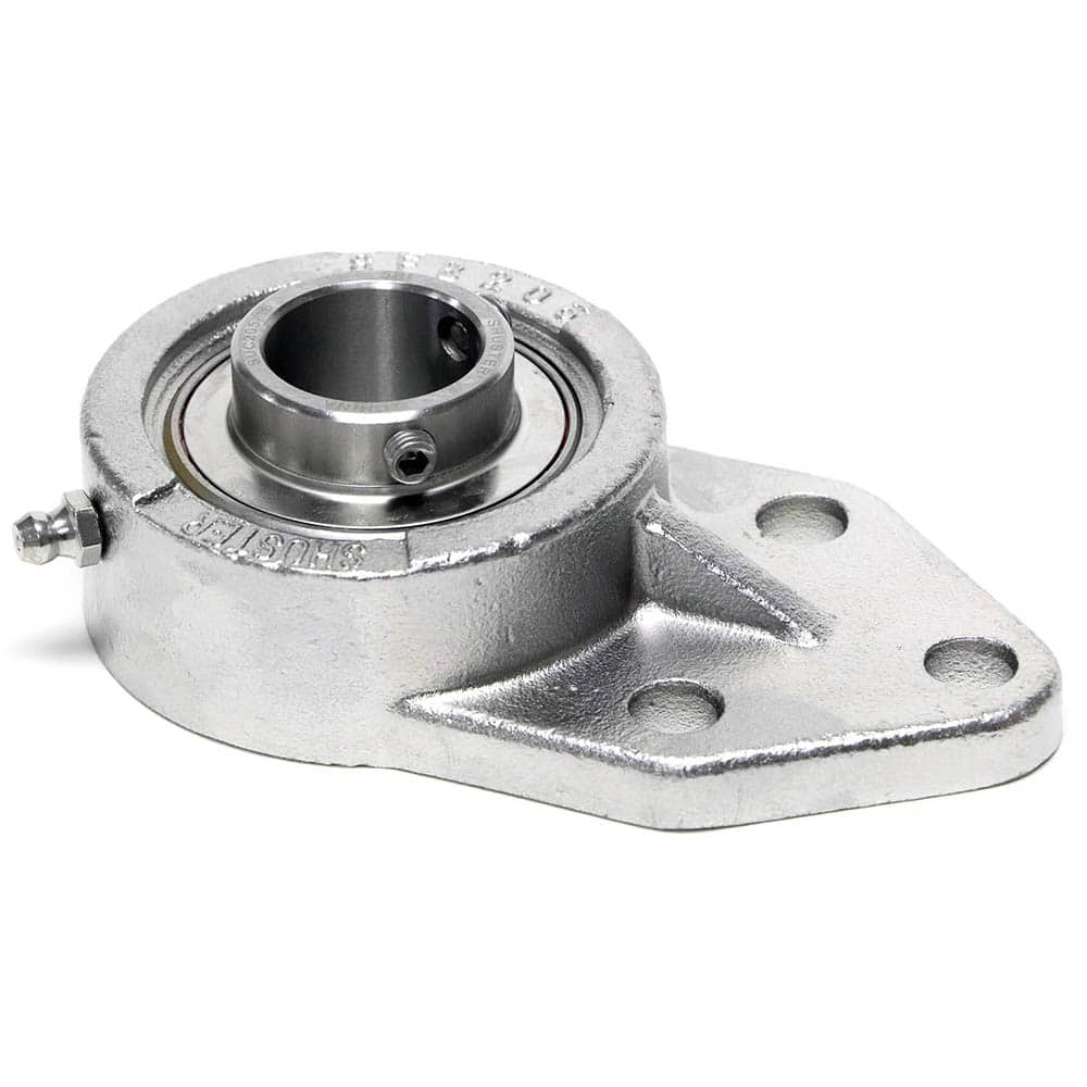 Shuster - SUCSFB204-12, 3/4" ID, 2-1/2" OAL x 4-1/4" OAH, 3-Bolt Flange Mounted Bearing - Exact Industrial Supply