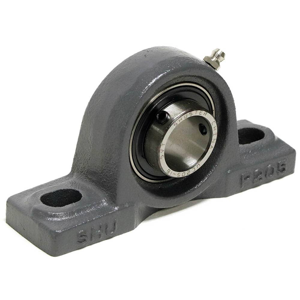 Shuster - UCP211-35, 2-3/16" ID, 8-5/8" OAL x 5" OAH, Ball Bearing Pillow Block - Exact Industrial Supply