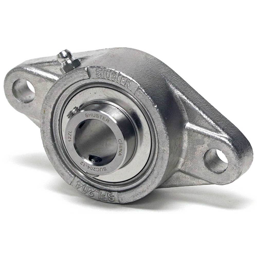 Shuster - SUCSFL207-22, 1-3/8" ID, 90mm OAL x 161mm OAH x 1-3/4" Wide, 2-Bolt Flange Bearing - Exact Industrial Supply