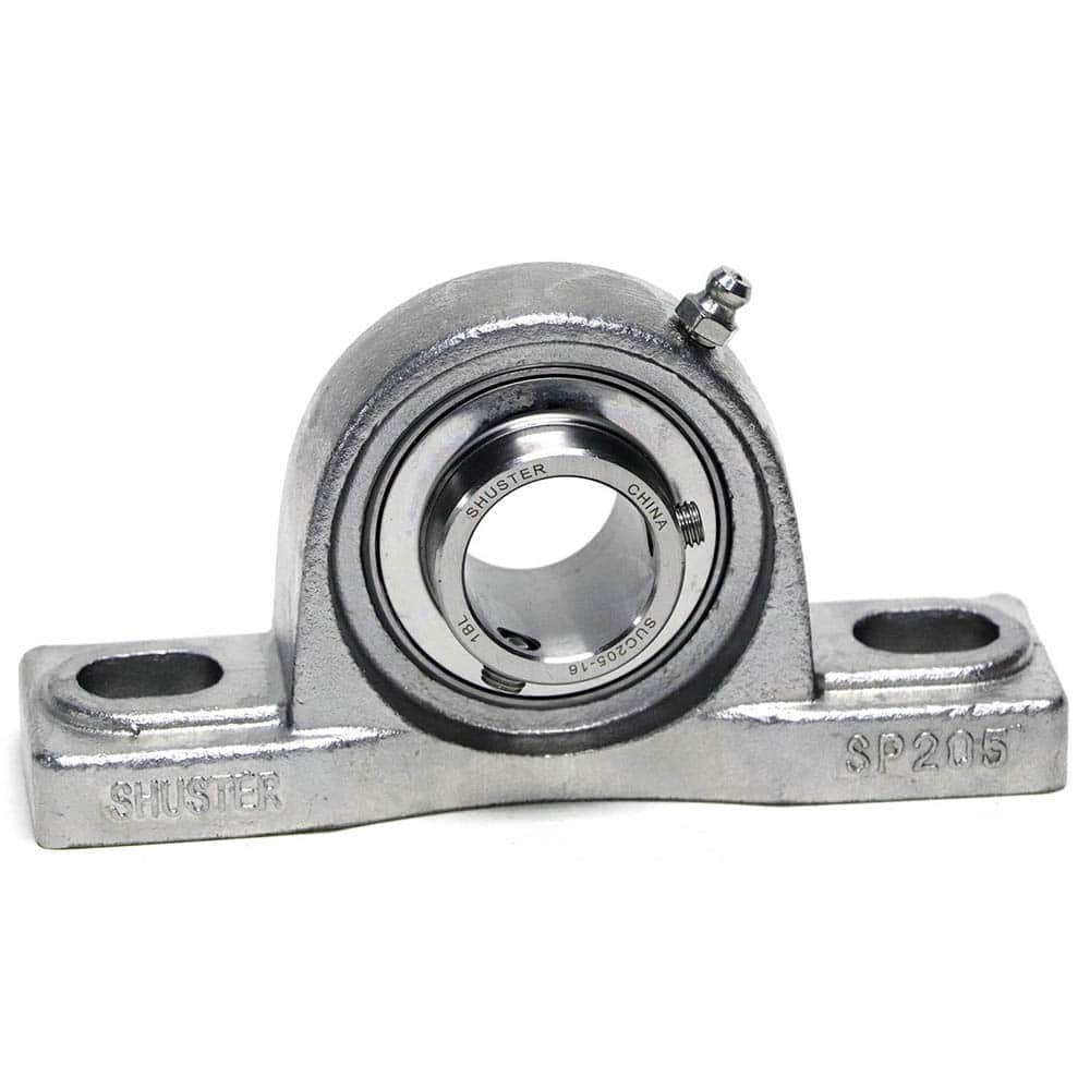 Shuster - SUCSP211-35, 2-3/16" ID, 217mm OAL x 125mm OAH59mm Wide, Ball Bearing Pillow Block - Exact Industrial Supply