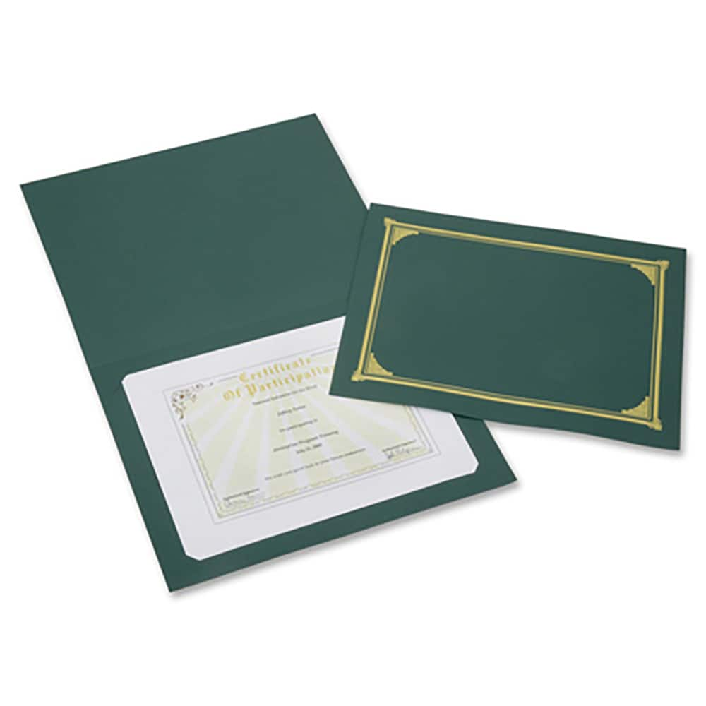 Ability One - Document Protectors; Type: Certificate/Document Holder ; Width (Inch): 9-3/4 ; Height (Inch): 12-1/2 ; Color: Green - Exact Industrial Supply