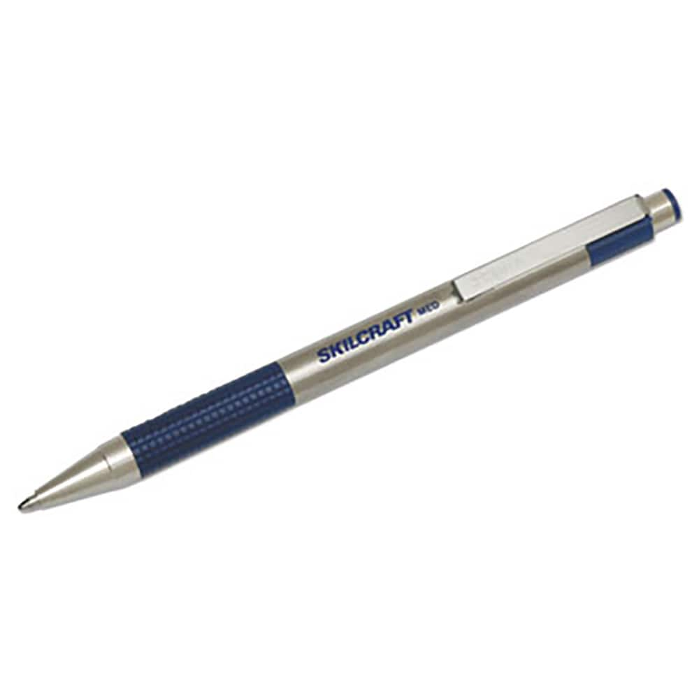 Ability One - Pens & Pencils; Type: Retractable Pen ; Color: Blue ; Tip Type: Medium - Exact Industrial Supply