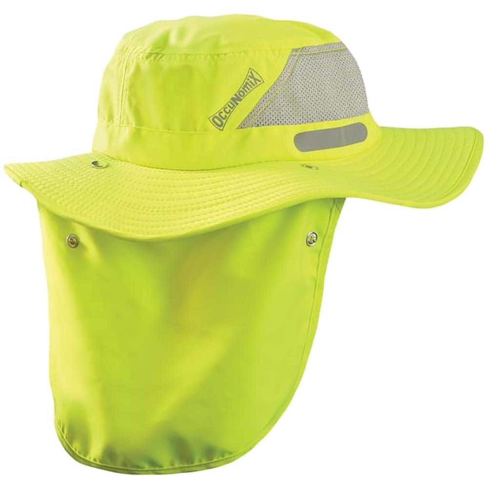 OccuNomix - Hats, Headbands & Bandanas; Garment Style: Ranger Hat ; Garment Type: Cooling ; Garment Color: Hi-Viz Yellow ; Garment Size: Large ; Garment Material: Polyester; Mesh ; Closure Type: Draw String - Exact Industrial Supply