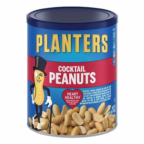 Planters - Snacks, Cookies, Candy & Gum Breakroom Accessory Type: Nuts Breakroom Accessory Description: Cocktail Peanuts, 16 oz Can - Makers Industrial Supply