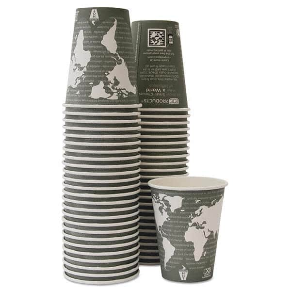 ECO PRODUCTS - World Art Renewable/Compostable Hot Cups, 12 oz, Gray, 50/Pack,10 Pack/Carton - Makers Industrial Supply