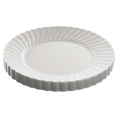 WNA - Classicware Plastic Dinnerware, Plates, Plastic, White, 9in, 12/Bag, 15/Carton - Makers Industrial Supply